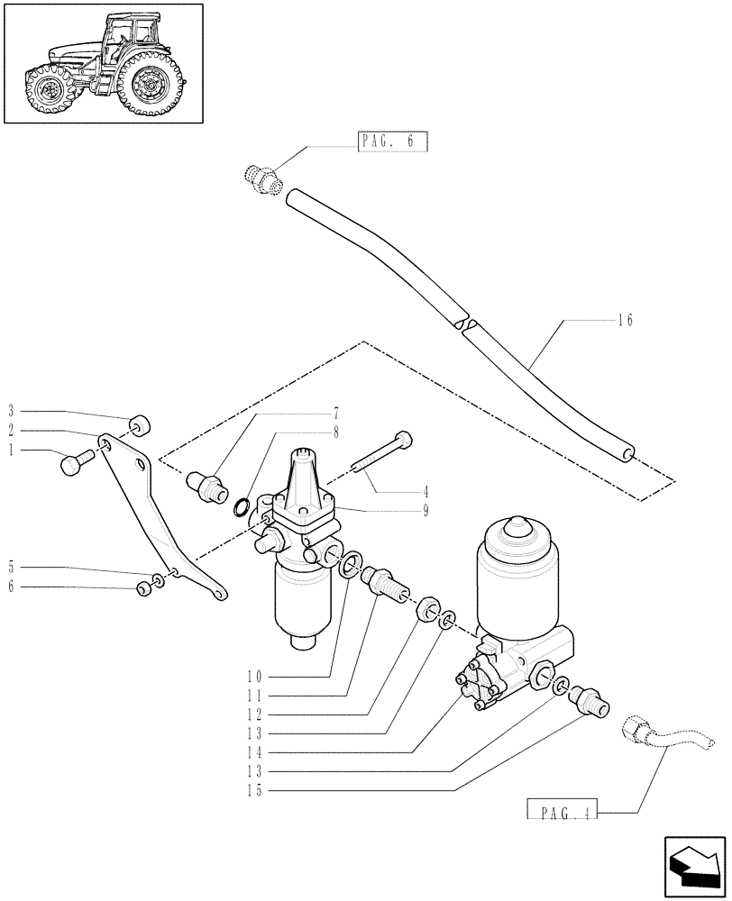 Схема запчастей Case IH JX1090U - (1.68.6[05]) - (VAR.385) TRAILER AIR BRAKE GERMANY / AUSTRIA - CONTROL VALVES (05) - REAR AXLE