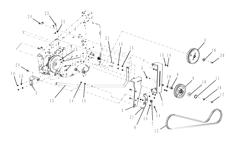 Схема запчастей Case IH 2020 - (20.03.10[2]) - DRIVE BELT, 2010, 20 & 25 FT, PIN CBJ0201301 AND AFTER (58) - ATTACHMENTS/HEADERS
