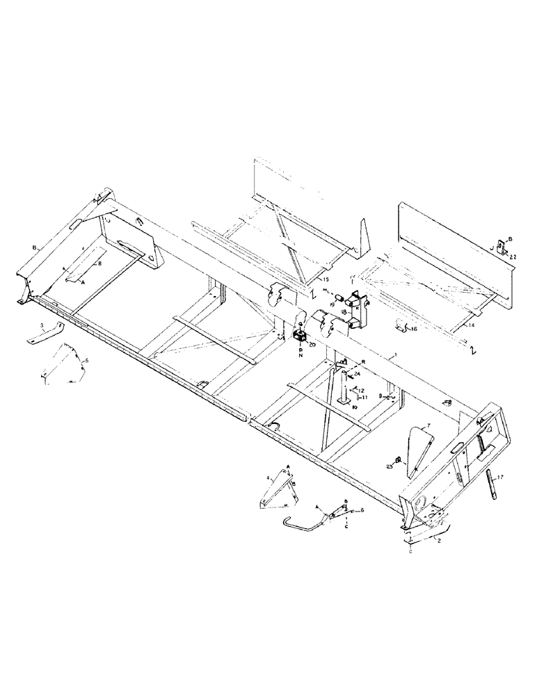 Схема запчастей Case IH 6000 - (9-04) - MAIN FRAME, FIXED OPENING, 21, 25 AND 30 FOOT HEADERS (09) - CHASSIS/ATTACHMENTS