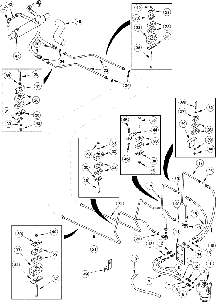Схема запчастей Case IH 620 - (05-03) - HYDRAULICS STEERING (04) - STEERING