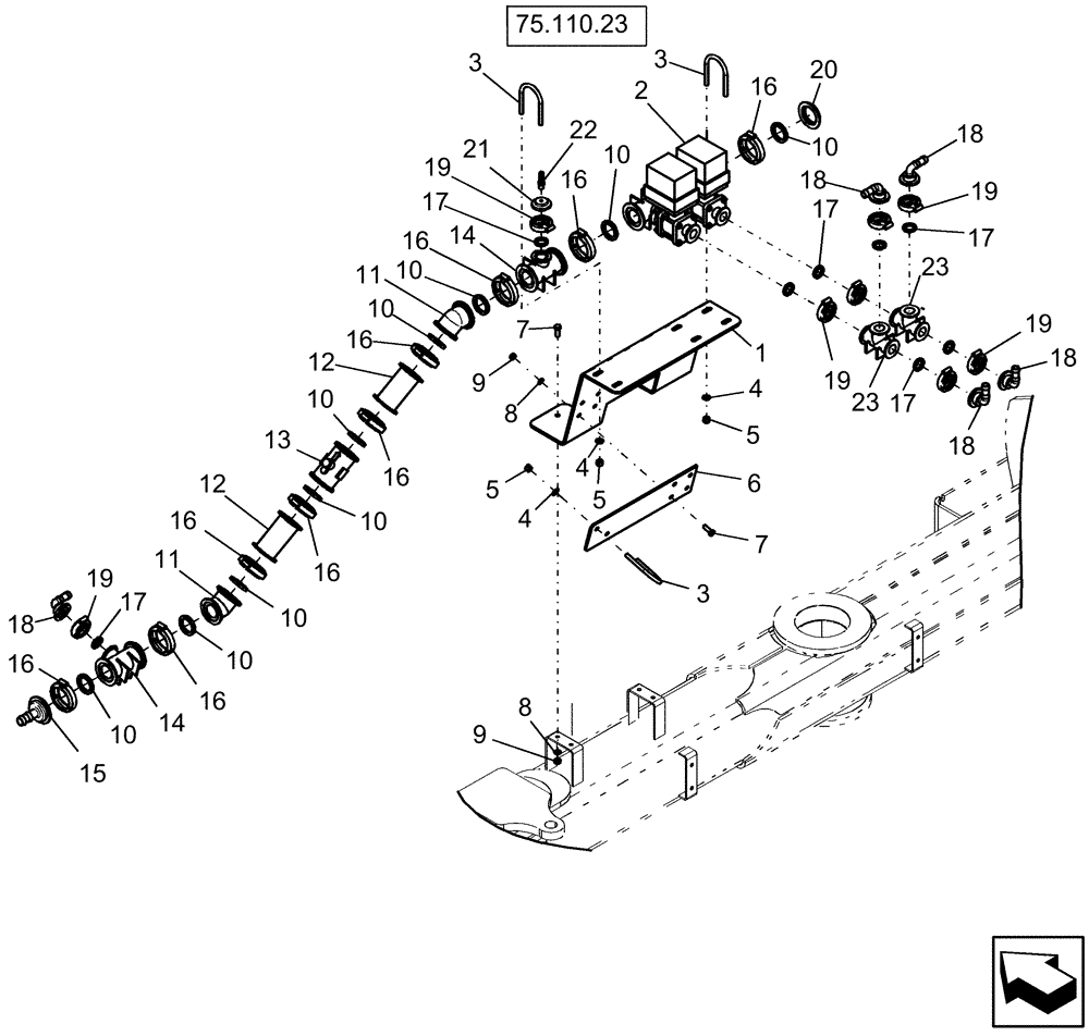 Схема запчастей Case IH 1240 - (75.110.09) - LIQUID FERTILIZER SYSTEM W/TRACTOR MOUNTED TANKS - FITTINGS & VALVES 12 ROW & 16 ROW (75) - SOIL PREPARATION