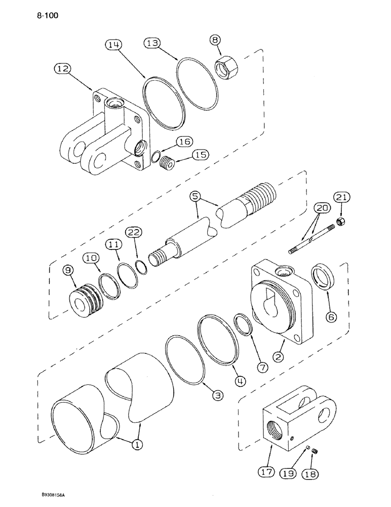 Схема запчастей Case IH 950 - (8-100) - HYDRAULIC CYLINDER, 1272147C91, TONGUE, 12 AND 16 ROW NARROW, FRONT FOLD (08) - HYDRAULICS