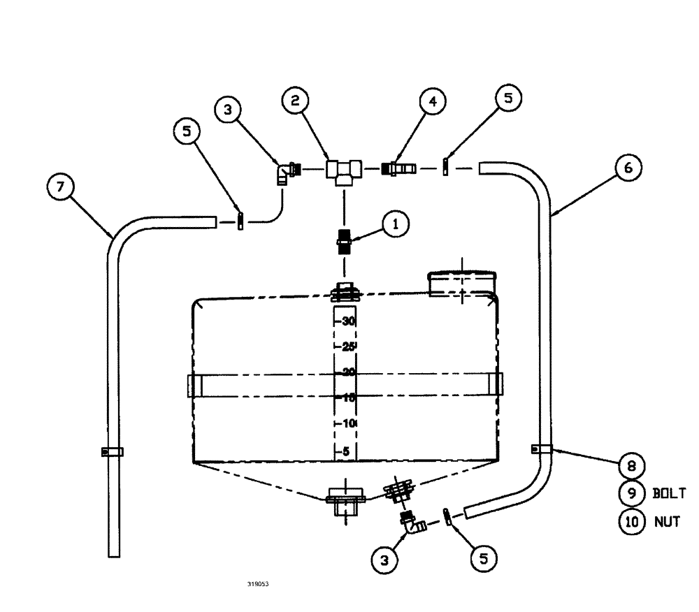 Схема запчастей Case IH SPX3185 - (09-018) - LIQUID PLUMBING - SIGHT GAGE ASSEMBLY Liquid Plumbing