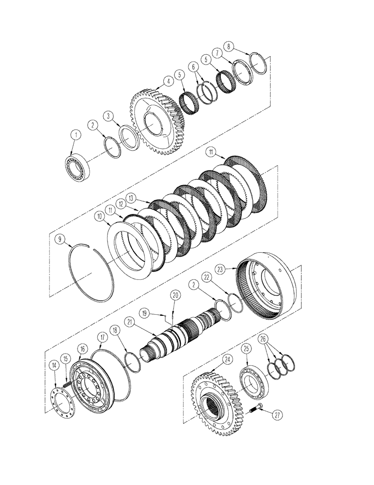 Схема запчастей Case IH STEIGER 335 - (06-35) - MANUAL SHIFT TRANSMISSION - SECOND SHAFT ASSEMBLY (06) - POWER TRAIN