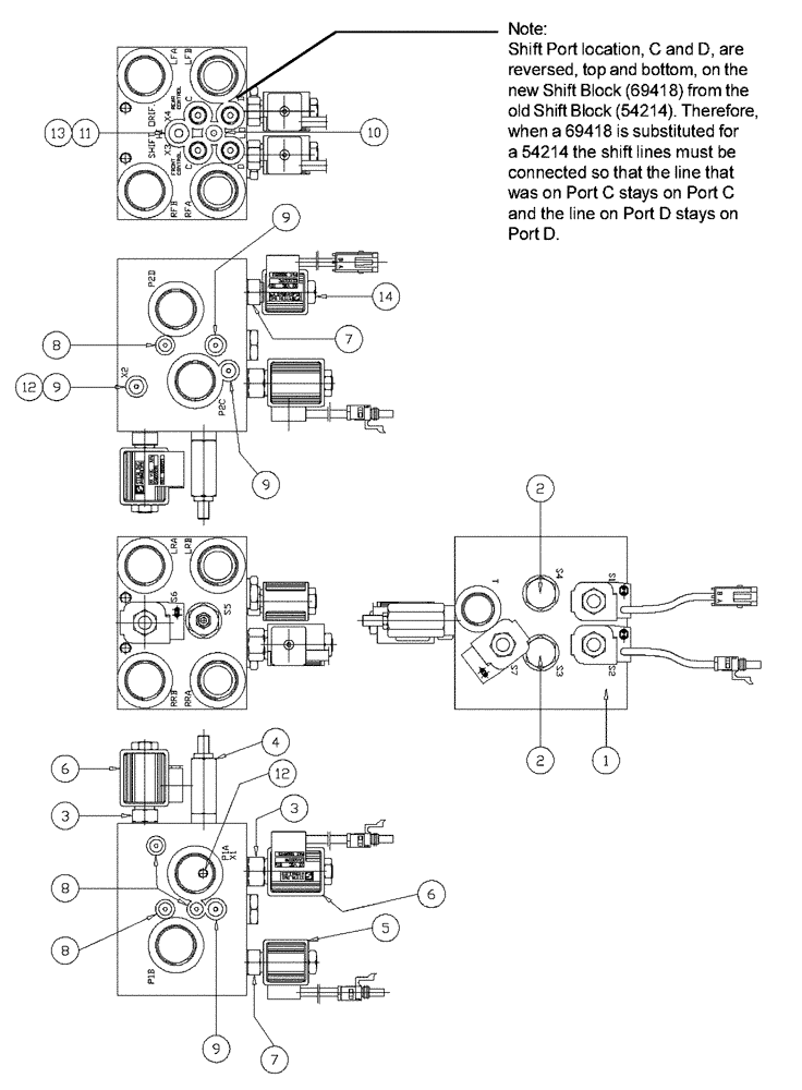 Схема запчастей Case IH PATRIOT 150 - (06-014) - SHIFT BLOCK-REPLACEMENT PARTS S/N 1883 &UP Hydraulic Plumbing