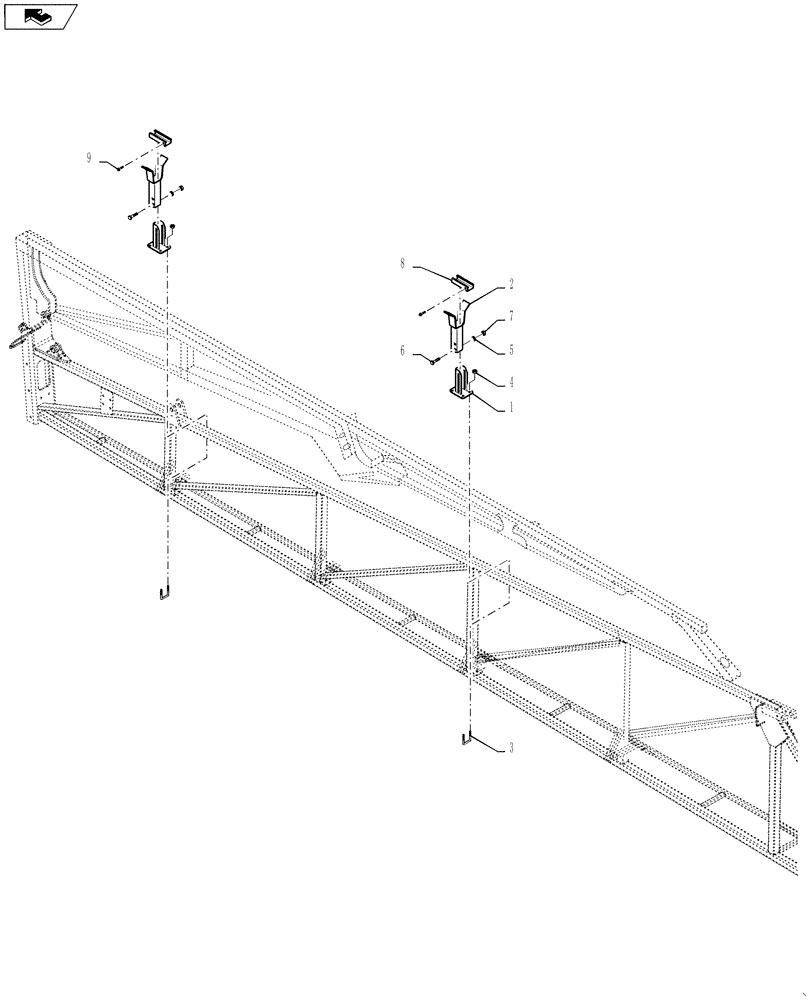 Схема запчастей Case IH 4430 - (39.130.11) - OUTER BOOM CRADLE ASSEMBLY, 90/100’ BOOM (39) - FRAMES AND BALLASTING