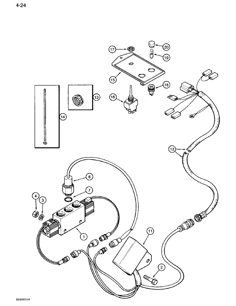Схема запчастей Case IH 950 - (4-24) - AUTOMATIC SELECTOR VALVE SYSTEM, 6 ROW NARROW (04) - ELECTRICAL SYSTEMS