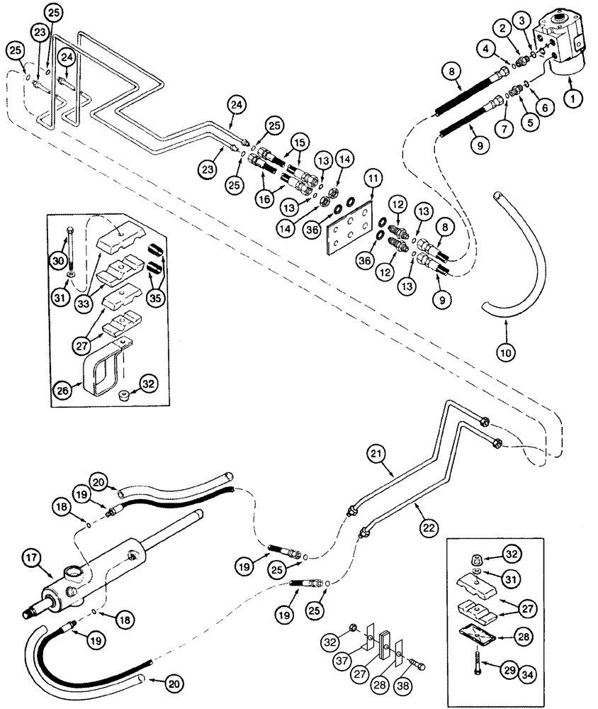 Схема запчастей Case IH 420 TIER 3 - (05-03) - HYDRAULICS - STEERING (04) - STEERING