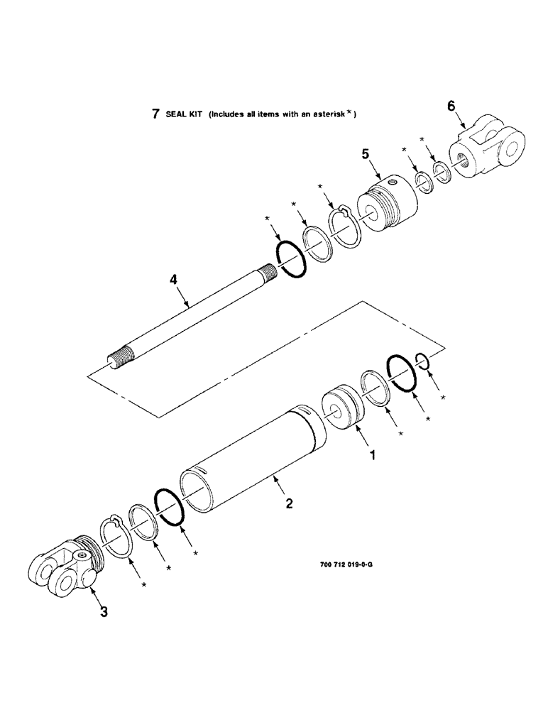 Схема запчастей Case IH 8850 - (08-26) - HYDR CYLINDER ASSEMBLY, LOWER, HEADER LIFT, 700712019 HYDR CYLINDER COMPLETE, 2-1/2" X 8" STROKE (08) - HYDRAULICS