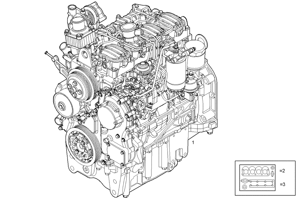Схема запчастей Case IH F5AE9484B A002 - (0002.108) - COMPLETE ENGINE 