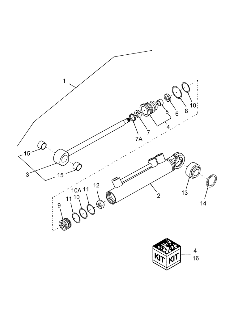 Схема запчастей Case IH D35 - (04.04.01) - POWER STEERING CYLINDER ASSEMBLY, W/2WD (04) - FRONT AXLE & STEERING