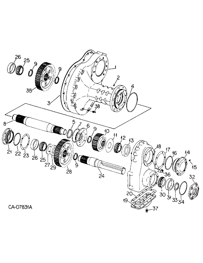Схема запчастей Case IH 3688HC - (07-23) - DRIVE TRAIN, REAR AXLE AND CONNECTIONS, 3688HC TRACTORS (04) - Drive Train