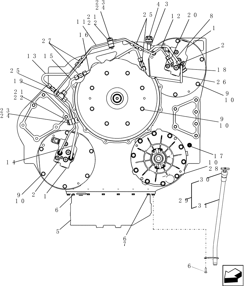 Схема запчастей Case IH 8010 - (35.300.15[01]) - PTO, VALVES & TUBES, ENGINE GEARBOX (35) - HYDRAULIC SYSTEMS