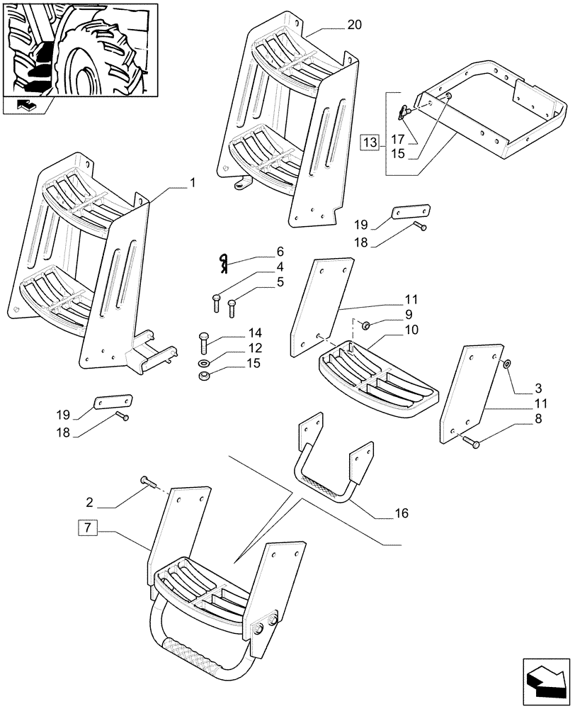 Схема запчастей Case IH PUMA 210 - (1.90.2) - FOOT STEP (10) - OPERATORS PLATFORM/CAB