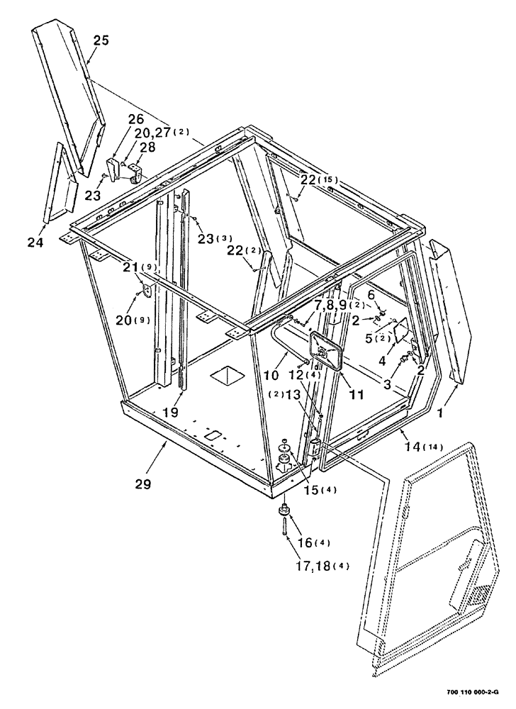 Схема запчастей Case IH 8840 - (07-002) - CAB FRAME ASSEMBLY (90) - PLATFORM, CAB, BODYWORK AND DECALS