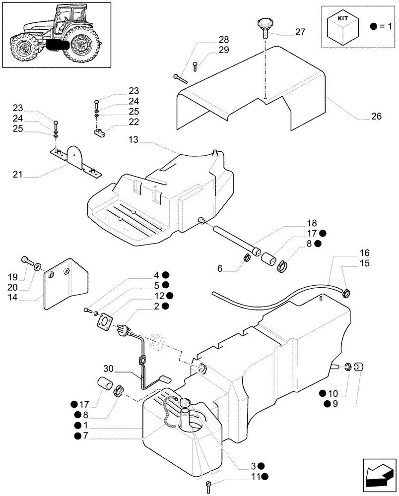 Схема запчастей Case IH MXM130 - (1.14.0[01B]) - FUEL TANK - D5317 (02) - ENGINE EQUIPMENT