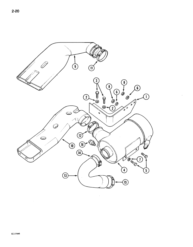 Схема запчастей Case IH 895 - (2-20) - AIR CLEANER MOUNTING, WITHOUT AIR CONDITIONING (02) - ENGINE