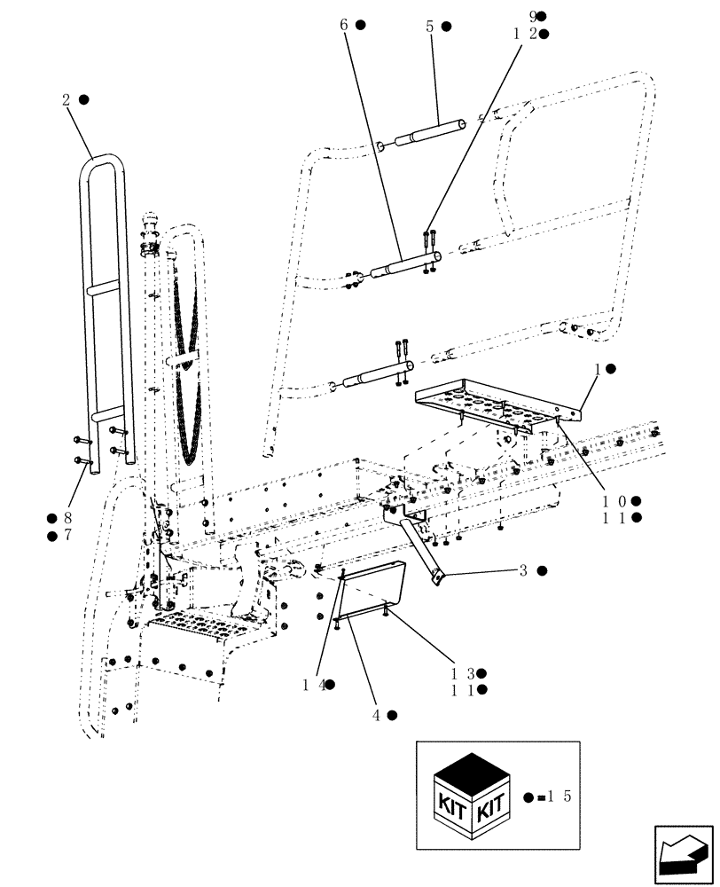 Схема запчастей Case IH 6130 - (90.118.49[01]) - EXTENSION ASSEMBLY, 50 INCH DECK (90) - PLATFORM, CAB, BODYWORK AND DECALS