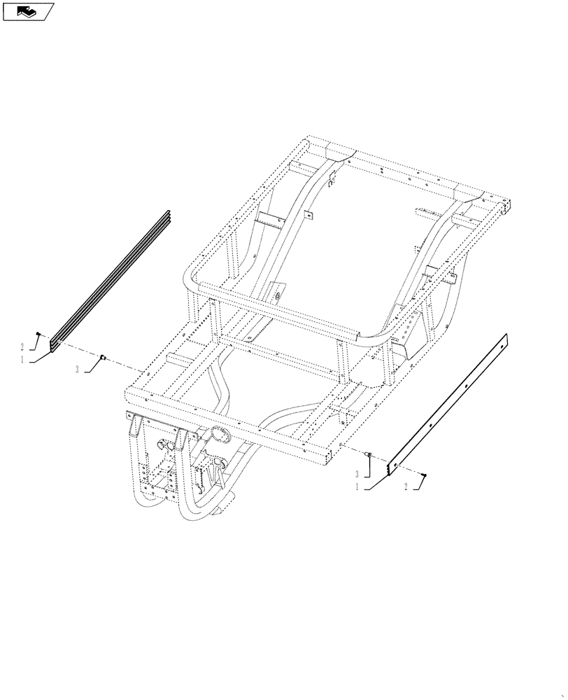 Схема запчастей Case IH SCOUT XL - (90.119.01[02]) - SIDE STRINGERS - 2-SEATER (90) - PLATFORM, CAB, BODYWORK AND DECALS