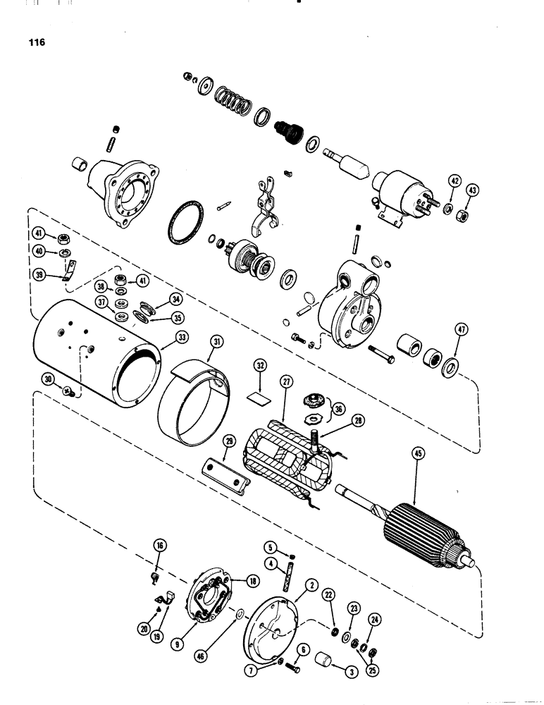 Схема запчастей Case IH 1070 - (0116) - A59217 STARTER, USED PRIOR TO TRACTOR SERIAL NUMBERS 8696753 (04) - ELECTRICAL SYSTEMS