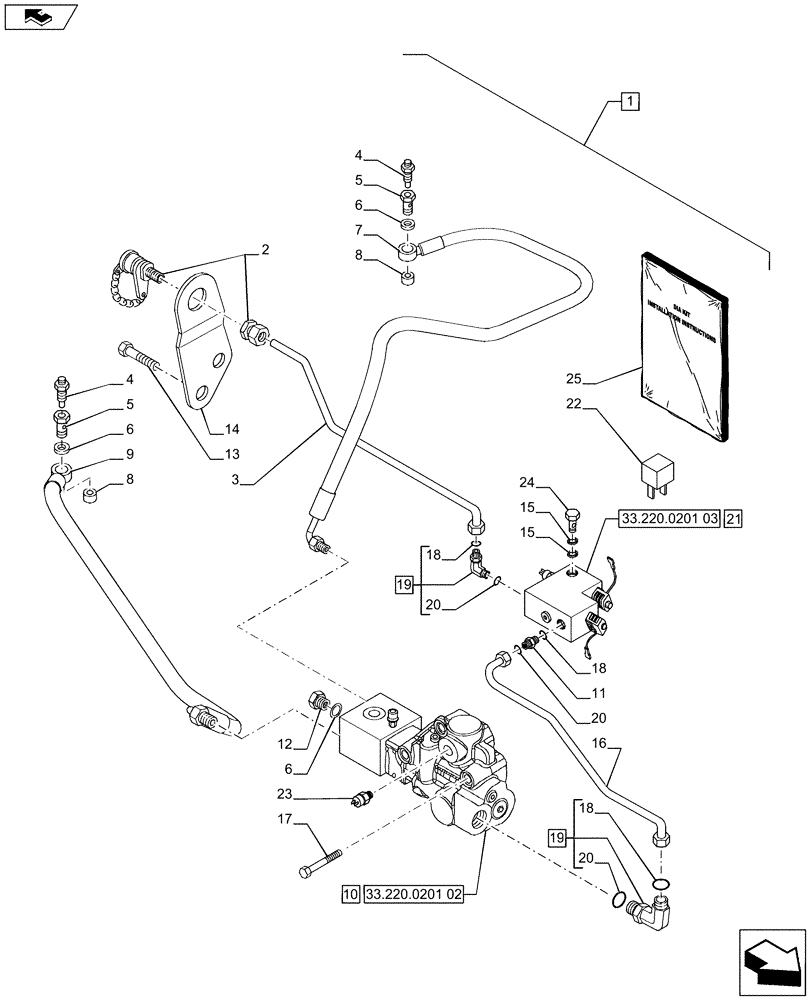 Схема запчастей Case IH PUMA 200 - (88.033.03) - DIA KIT - HYDRAULIC TRAILER BRAKE (ITALY) (88) - ACCESSORIES