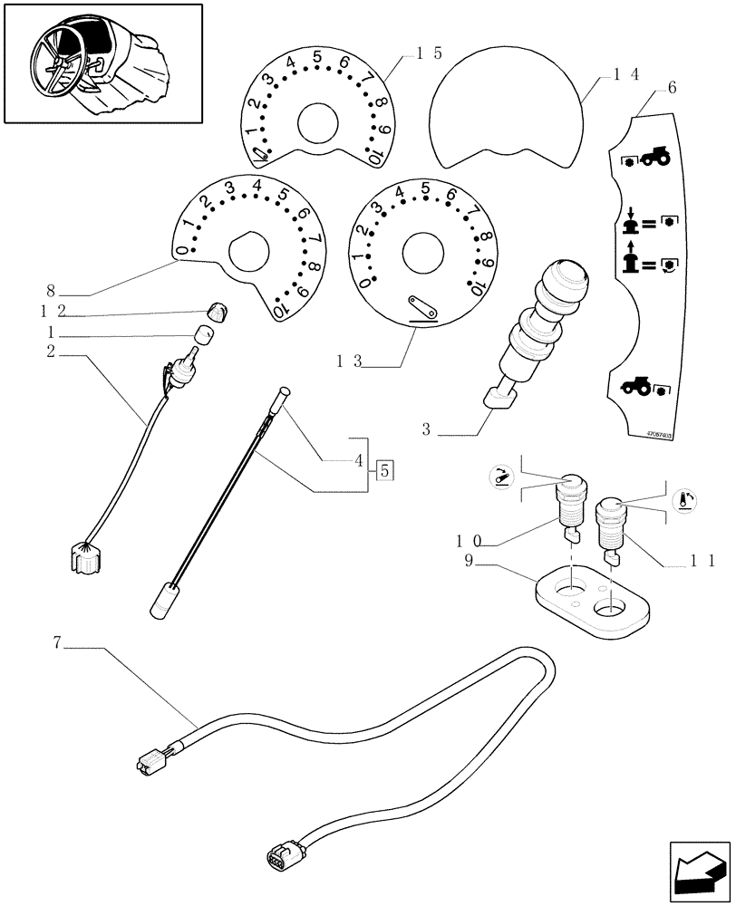 Схема запчастей Case IH PUMA 210 - (1.91.1/02) - FRONT HYDRAULIC LIFT AND FRONT POWER TAKE-OFF - SWITCHES AND CABLES (10) - OPERATORS PLATFORM/CAB