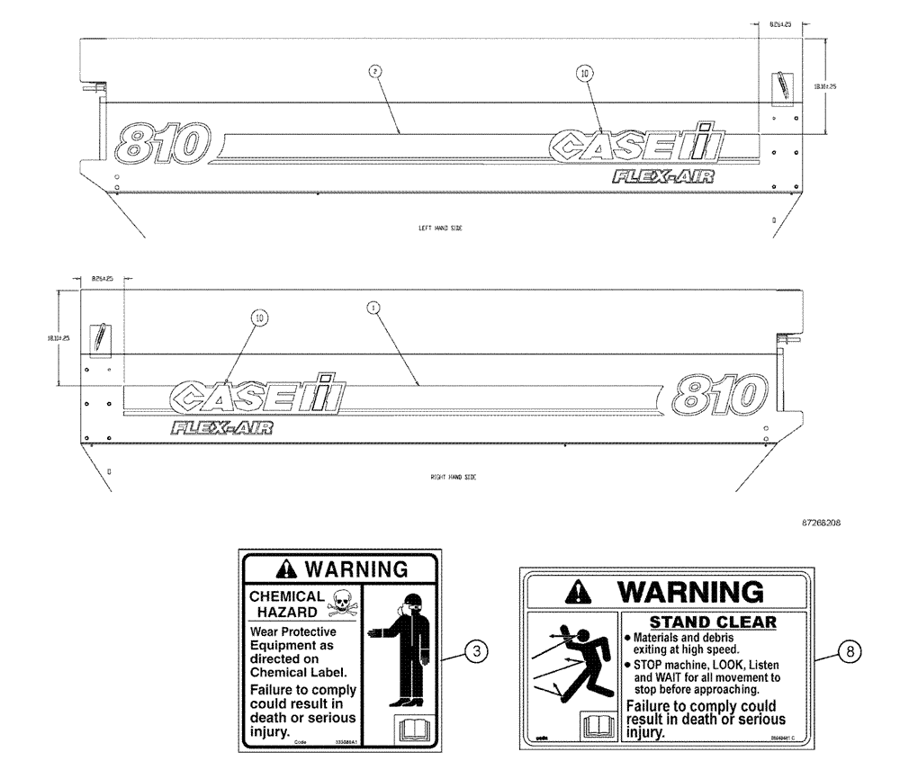 Схема запчастей Case IH 810 - (14-004[01]) - DECAL GROUP, FLEX-AIR® MAIN Tarps Decals/ Miscellaneous