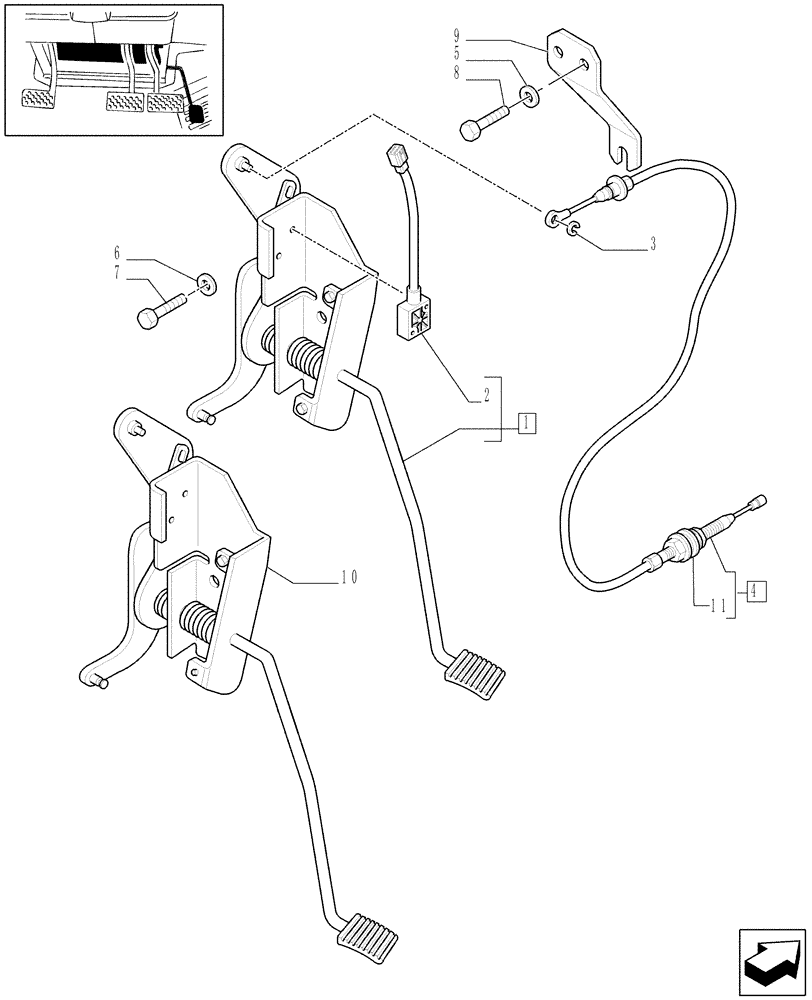 Схема запчастей Case IH MAXXUM 115 - (1.95.3[01A]) - ACCELERATOR PEDAL - D6123 - C6453 (10) - OPERATORS PLATFORM/CAB