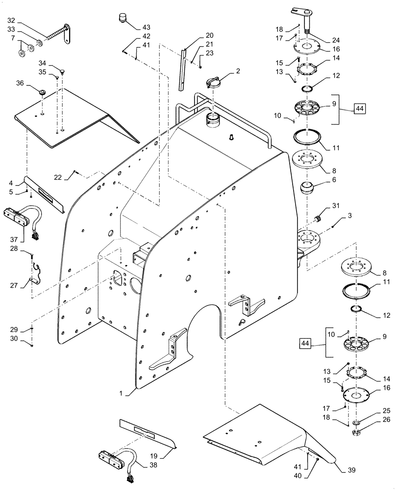 Схема запчастей Case IH STEIGER 485 - (09-46) - REAR FRAME, WHEEL TRACTOR (09) - CHASSIS