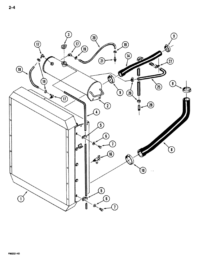 Схема запчастей Case IH 9270 - (2-04) - RADIATOR AND ATTACHING PARTS (02) - ENGINE