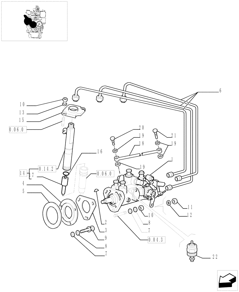 Схема запчастей Case IH JX65 - (0.14.0/03[01]) - FUEL INJECTION PUMP ASSEMBLY (AFTER S/N 13287) (01) - ENGINE