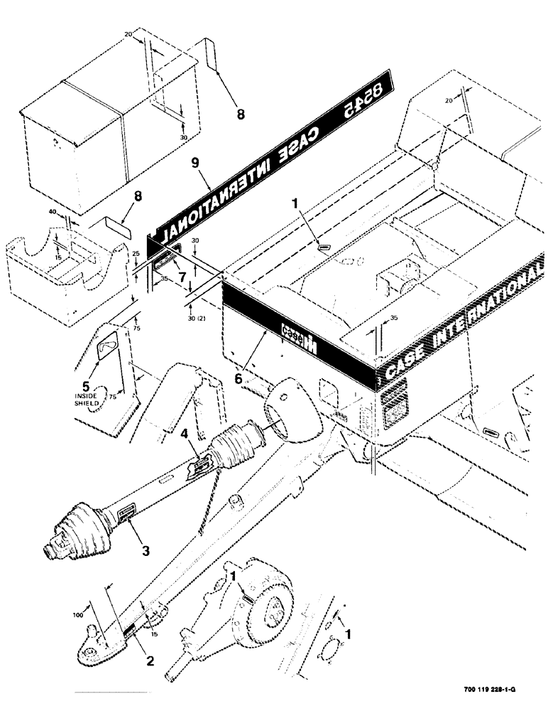 Схема запчастей Case IH 8545 - (9-02) - DECALS AND LOCATION DIAGRAM - FRONT AND RIGHT (S.N. CFH0044501 THRU CFH0044810) Decals & Attachments