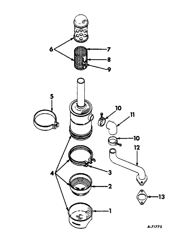Схема запчастей Case IH 2504 - (045) - FUEL SYSTEM, AIR CLEANER AND CONNECTIONS, FARMALL DIESEL ENGINE TRACTORS (02) - FUEL SYSTEM