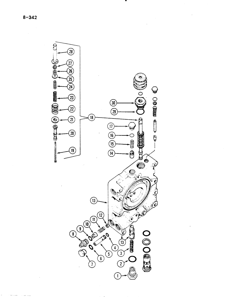 Схема запчастей Case IH 485 - (8-342) - MULTIPLE CONTROL VALVE (08) - HYDRAULICS