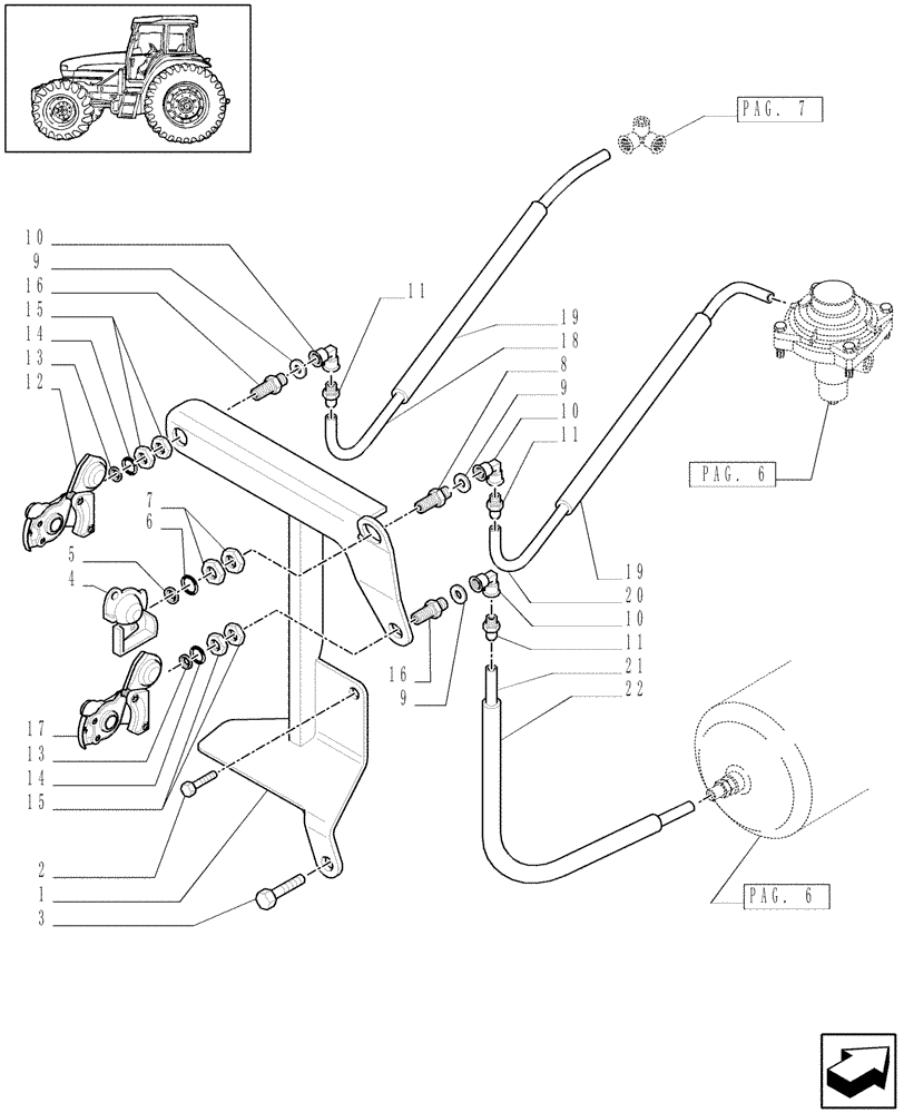 Схема запчастей Case IH JX1090U - (1.68.6[08]) - (VAR.385) TRAILER AIR BRAKE GERMANY / AUSTRIA - AIR BRAKE BRACKET AND RELEVANT PARTS (05) - REAR AXLE
