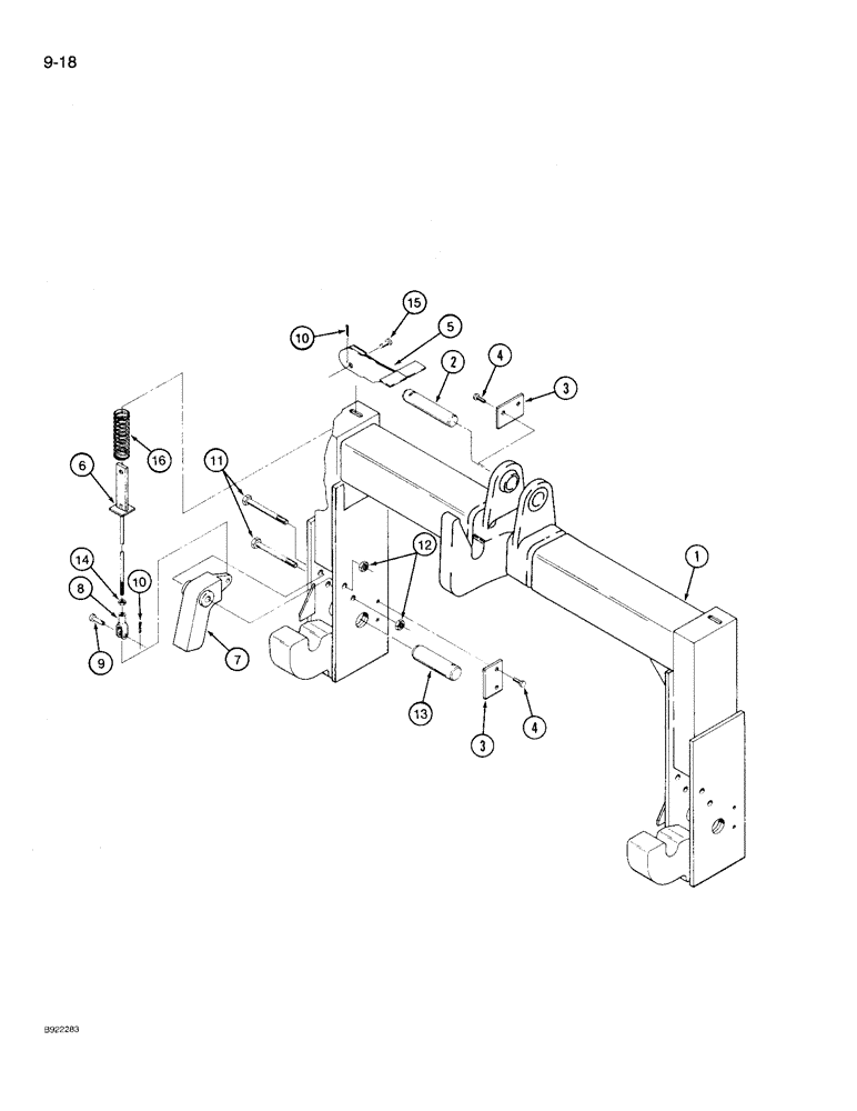Схема запчастей Case IH 9230 - (9-018) - QUICK HITCH COUPLER, CATEGORY III (09) - CHASSIS/ATTACHMENTS