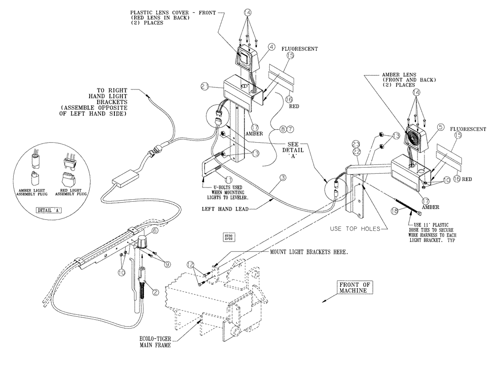 Схема запчастей Case IH 730B - (55.404.02) - WARNING AND TAILIGHT KIT ECOLO-TIGER 730B (04) - ELECTRICAL SYSTEMS