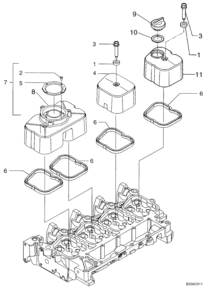 Схема запчастей Case IH 465 - (02-17) - CYLINDER HEAD - COVERS (02) - ENGINE