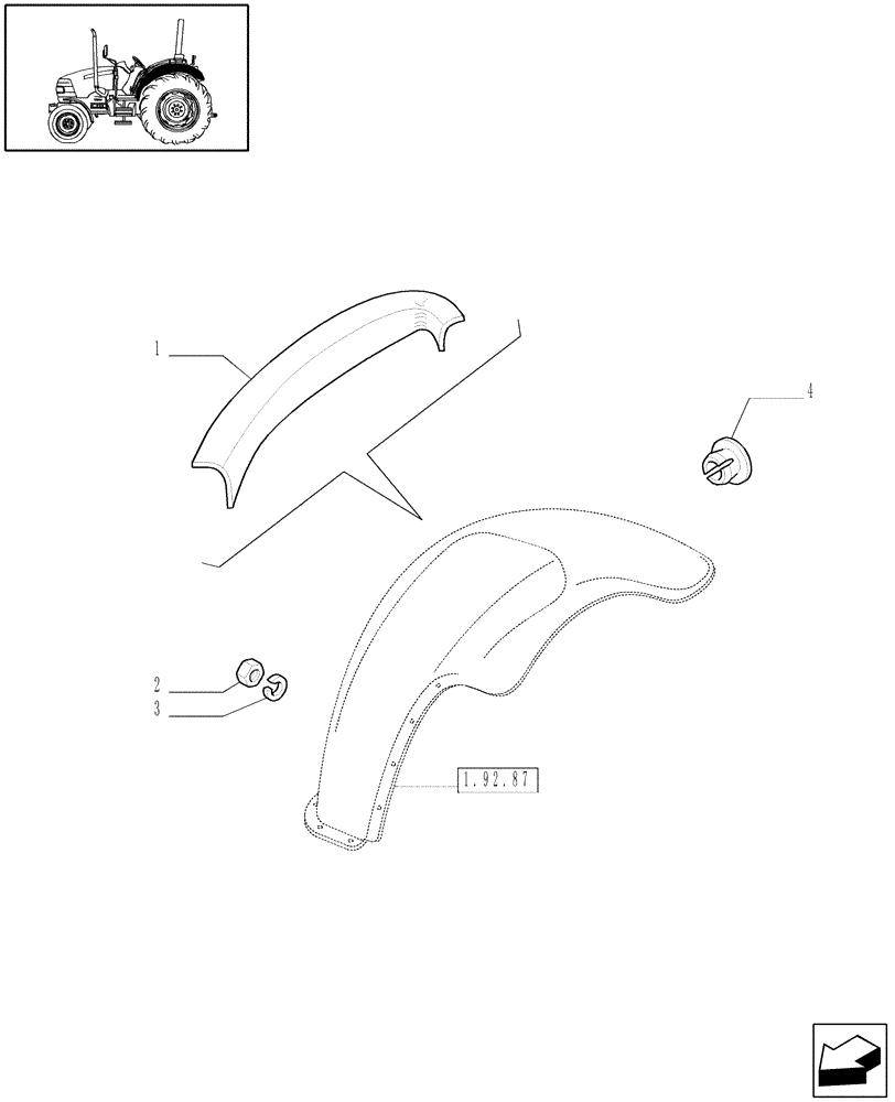 Схема запчастей Case IH JX60 - (1.92.87/03[01]) - (VAR.007) NA PACKAGE - MUDGUARDS SIDE SHIELD - L/CAB (10) - OPERATORS PLATFORM/CAB
