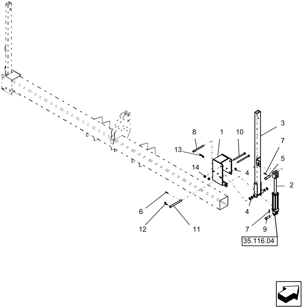 Схема запчастей Case IH 1220 - (39.100.07) - ROW MARKER INNER SECTION, 6 ROW NARROW RIGID MOUNTED MACHINES (39) - FRAMES AND BALLASTING