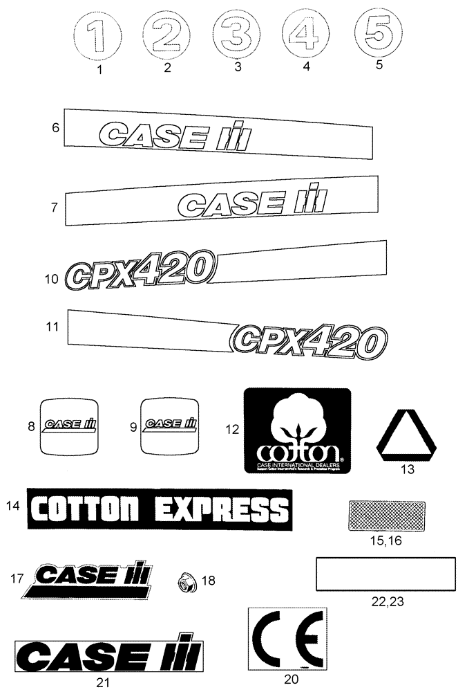 Схема запчастей Case IH CPX420 - (09F-18) - DECALS (12) - CHASSIS