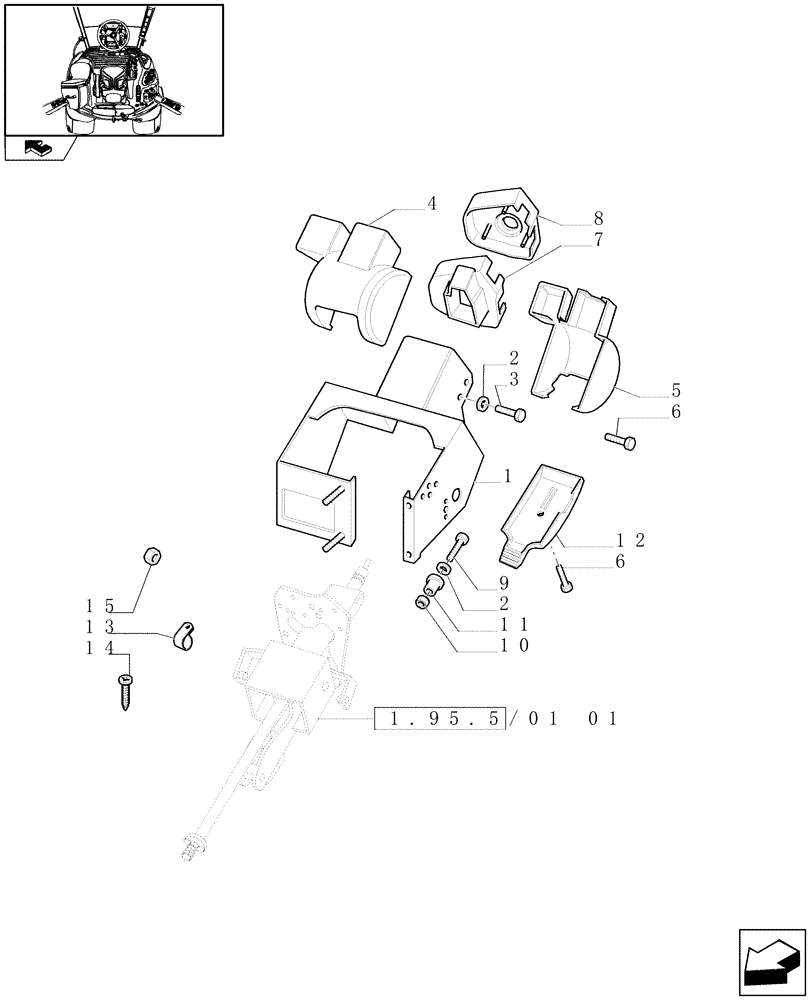 Схема запчастей Case IH MAXXUM 115 - (1.95.5/01[02]) - FAST STEERING - COVERING AND SUPPORT (VAR.330631-336631) (10) - OPERATORS PLATFORM/CAB