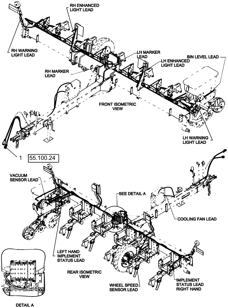 Схема запчастей Case IH 1220 - (00.000.05) - PICTORIAL INDEX - RIGID TRAILING PLANTER MECHANICAL HARNESS LAYOUT (00) - GENERAL & PICTORIAL INDEX
