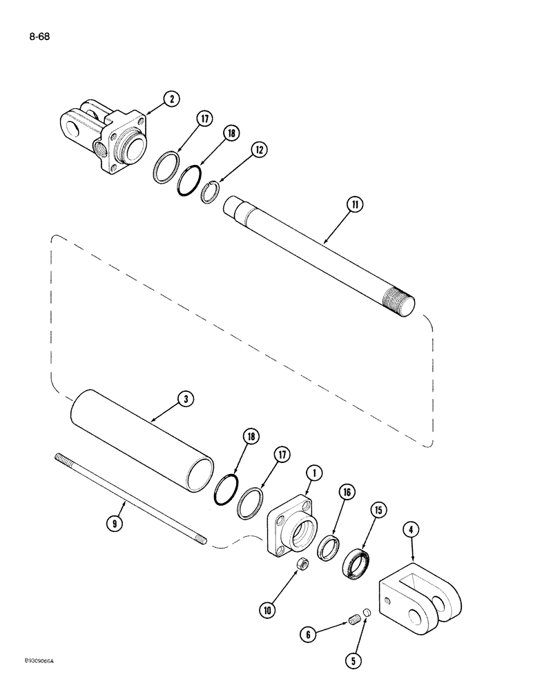 Схема запчастей Case IH 950 - (8-068) - HYDRAULIC CYLINDER, 1272484C92, ROW MARKER, 4 AND 6 ROW NARROW-RIGID, 4 ROW WIDE, RIGID (08) - HYDRAULICS