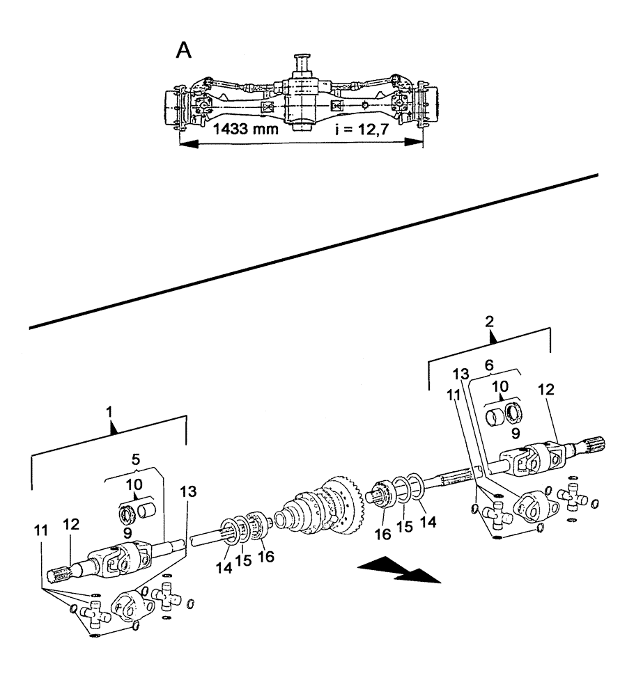 Схема запчастей Case IH C55 - (05-09[01]) - SHAFT,DRIVE - FRONT AXLE (05) - STEERING