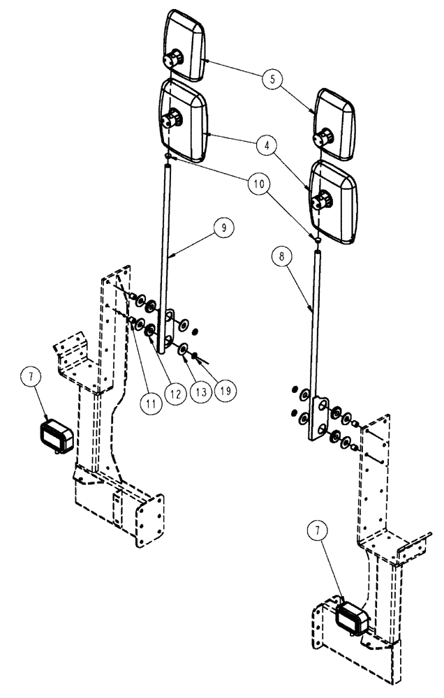Схема запчастей Case IH SPX3200 - (04-003) - MIRROR GROUP Suspension & Frame