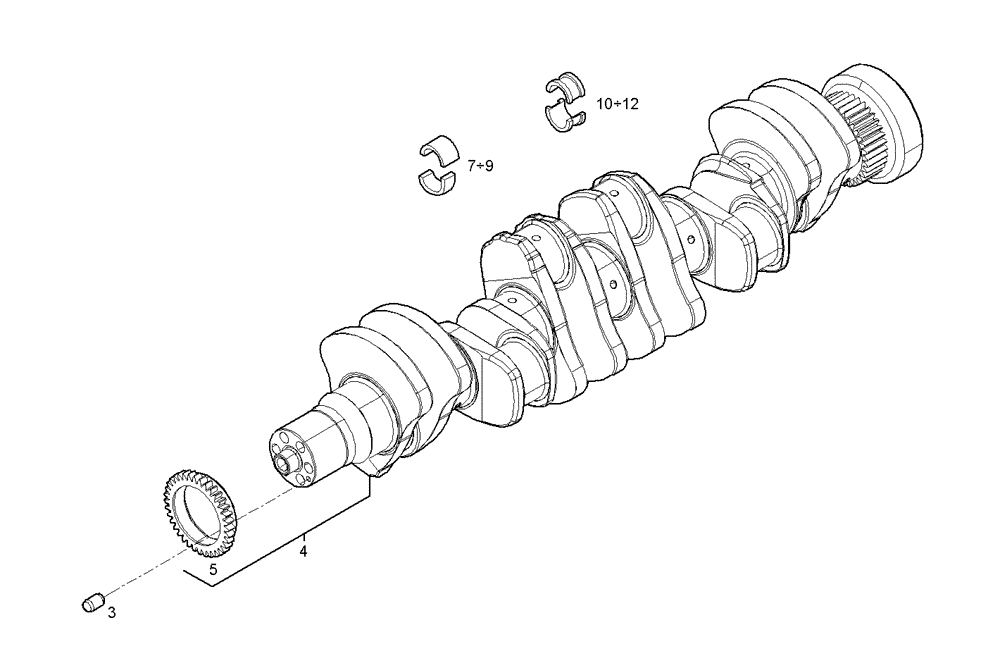 Схема запчастей Case IH F4GE0684C D600 - (0801.006) - CRANK SHAFT 