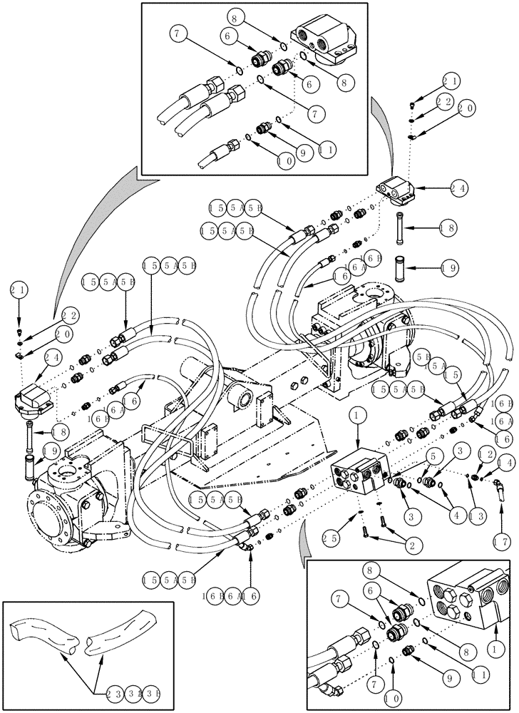 Схема запчастей Case IH CPX610 - (05-07) - HYDRAULIC SYSTEM POWER GUIDE AXLE (04) - STEERING