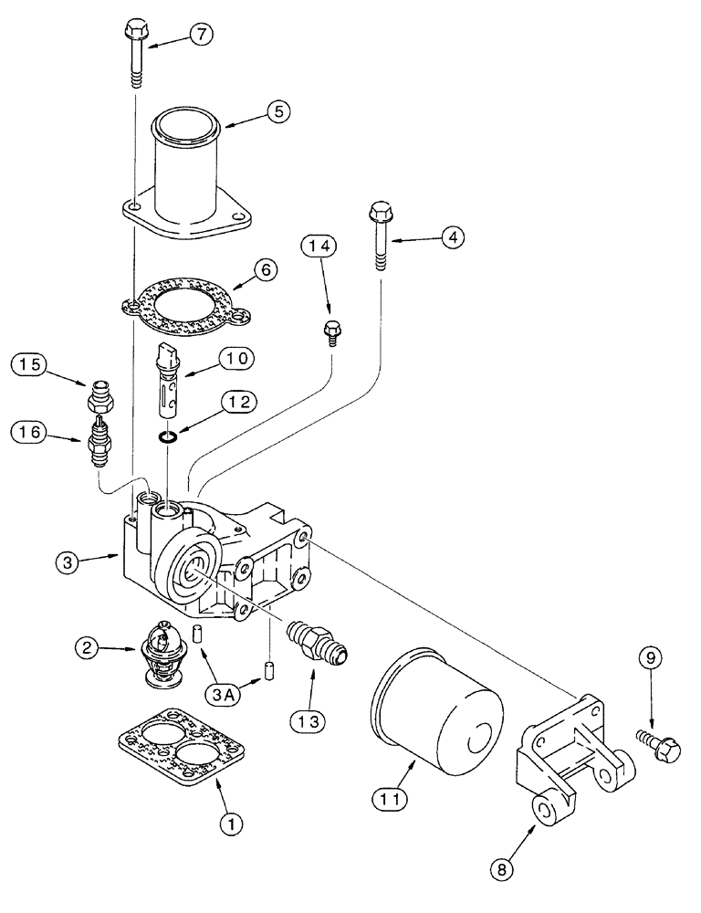Схема запчастей Case IH 7220 - (2-060) - THERMOSTAT HOUSING AND WATER FILTER, 6T-830 EMISSIONS CERT. ENGINE, 7220 TRACTOR, P.I.N. JJA0064978 (02) - ENGINE