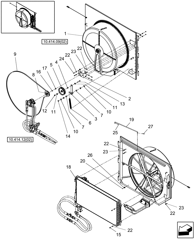 Схема запчастей Case IH 8010 - (10.414.10[02]) - DUST SCREEN MOUNTING, METAL - PIN HAJ202001 & AFTER - 8010 (10) - ENGINE
